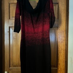 Lane Bryant Red and Black Long Sleeve Dress